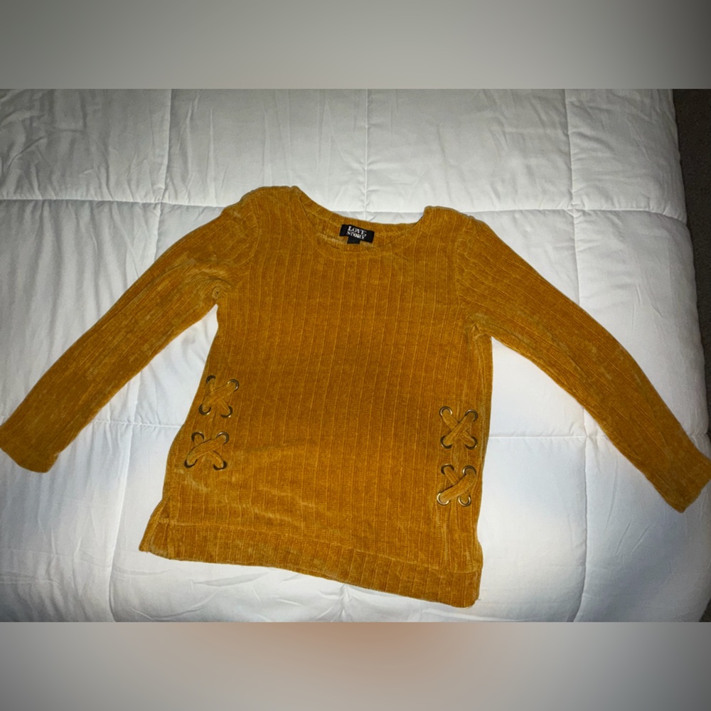 Elegant Mustard Sweater with Lace-Up Detail